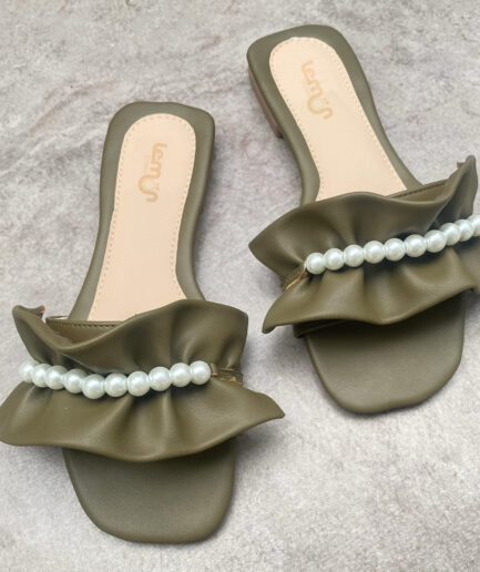 Sandalia Plana Sahara - Verde oliva - Lemon Shoes
